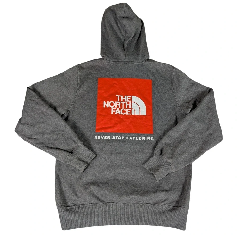 The North Face Mens Circular Design Pullover Hoodie Grey Heather Logo S
